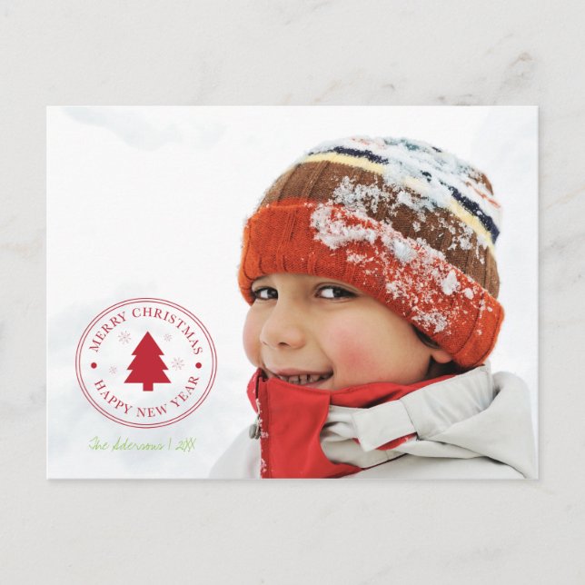 Merry Christmas Stamp Holiday Photo Postcard (Front)