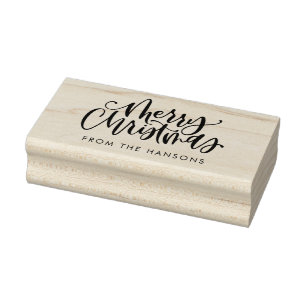 Merry Christmas Stamp, Holiday Stamp, Personalised Rubber Stamp