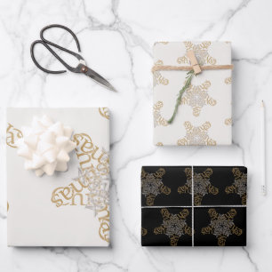 Merry Christmas Star Calligraphy Large and Small Wrapping Paper Sheet