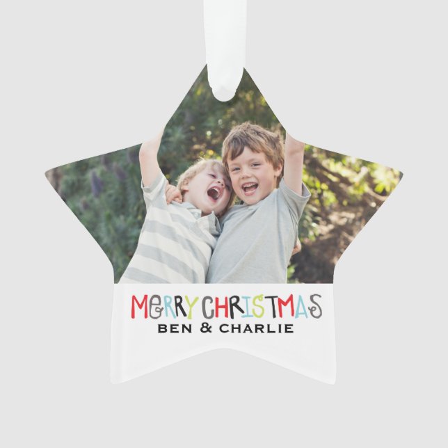 Merry Christmas | Star Ornament Monogram (Front)