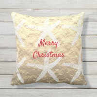 Merry Christmas Starfish Pattern Golden Foil Beach
