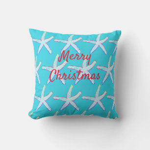 Merry Christmas Starfish Patterns Custom Blue  Cushion