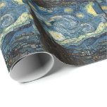 Merry Christmas Starry Night by Vincent van Gogh. Wrapping Paper<br><div class="desc">Merry Christmas Starry Night by Vincent van Gogh. Most famous fine art,  impressionism,  landscape oil painting. Favourite and loved by many people. A beautiful blue starry night with yellow imagination stars of hope and joy.</div>