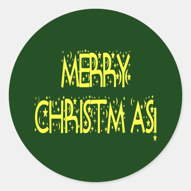 Merry Christmas Starry Night Font Classic Round Sticker (Front)