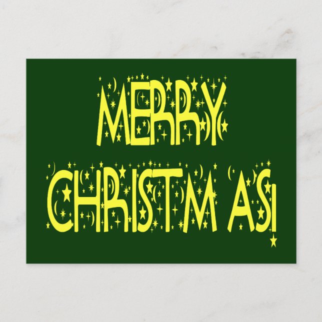 Merry Christmas Starry Night Font Holiday Postcard (Front)