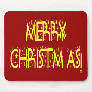 Merry Christmas Starry Night Font Mouse Pad