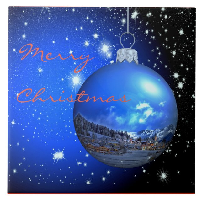 merry christmas starry sky ornament ceramic tile (Front)