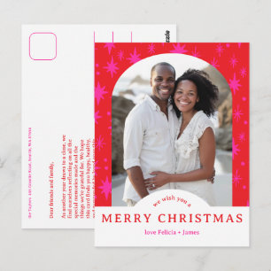 MERRY CHRISTMAS Stars Holiday CUSTOM Arch PHOTO Postcard
