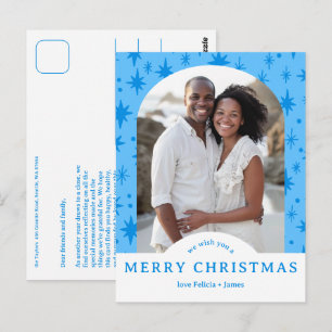 MERRY CHRISTMAS Stars Holiday CUSTOM Arch PHOTO Postcard