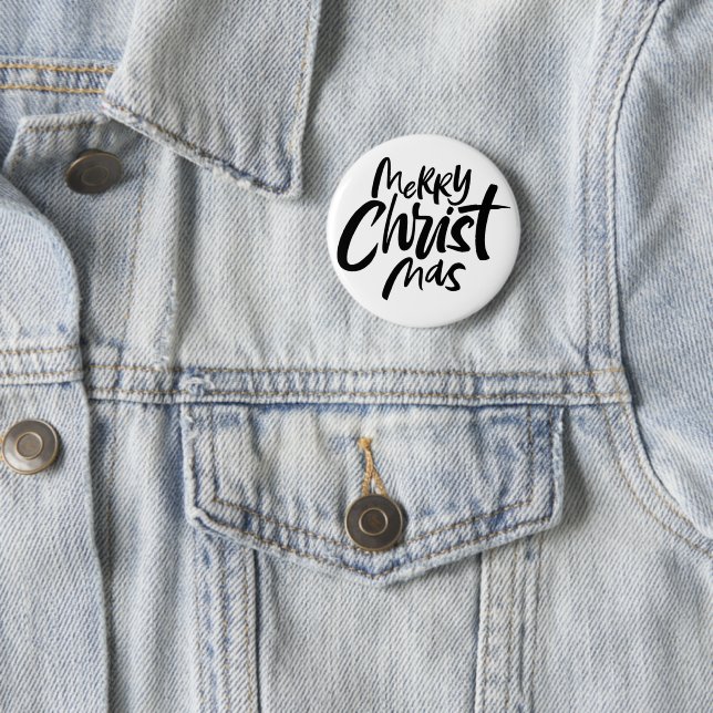 Merry CHRISTmas Statement Lettering Religious 6 Cm Round Badge (In Situ)