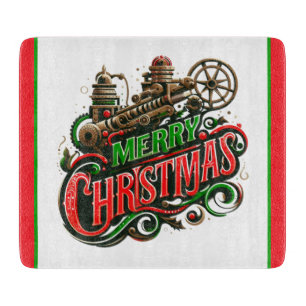 Merry Christmas steampunk Cutting Board