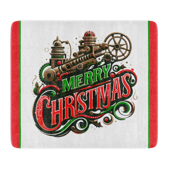Merry Christmas steampunk Cutting Board (Front)