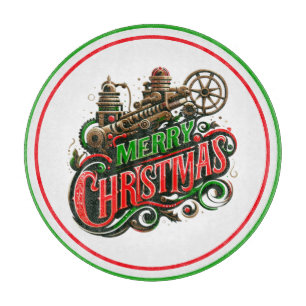 Merry Christmas steampunk Cutting Board