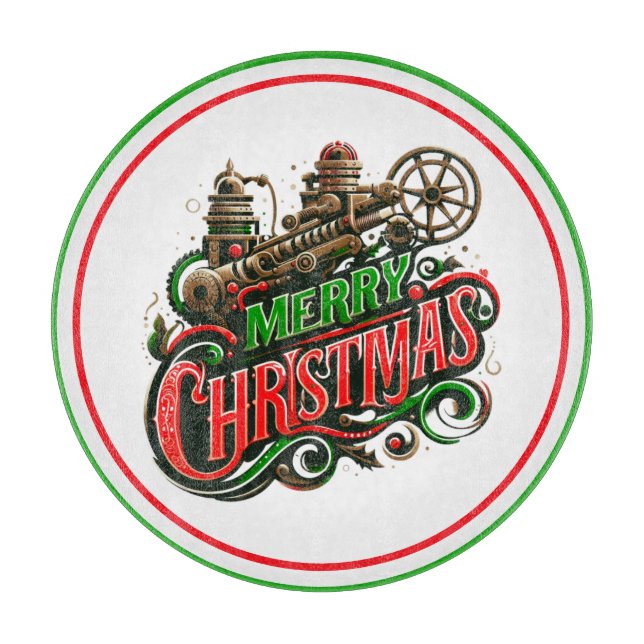 Merry Christmas steampunk Cutting Board (Front)