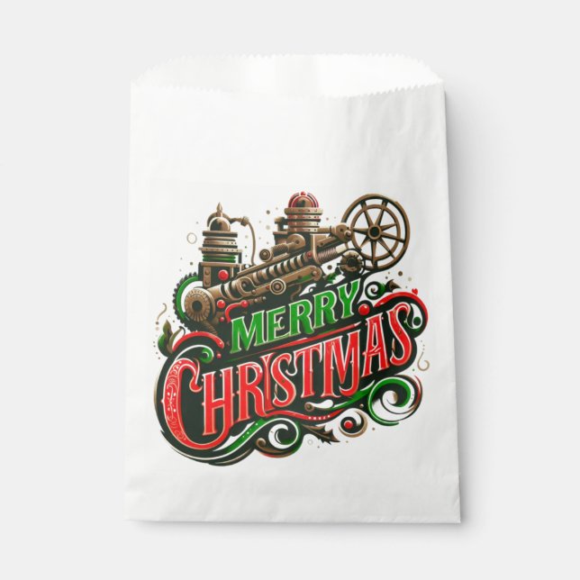 Merry Christmas steampunk Favour Bag (Front)