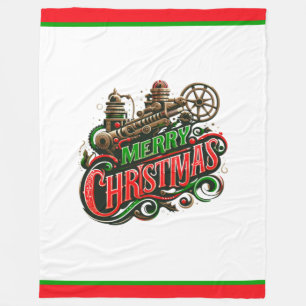 Merry Christmas steampunk Fleece Blanket
