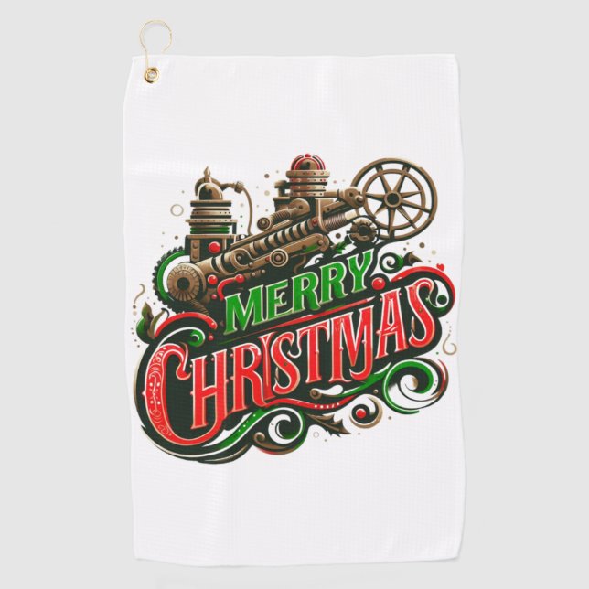 Merry Christmas steampunk Golf Towel (Front)
