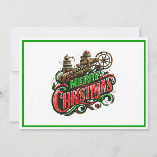 Merry Christmas steampunk Holiday Card