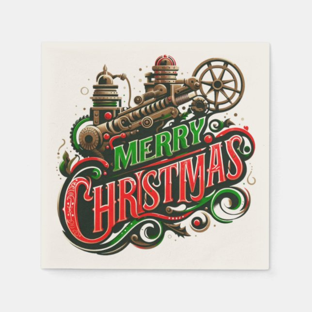 Merry Christmas steampunk Napkin (Front)