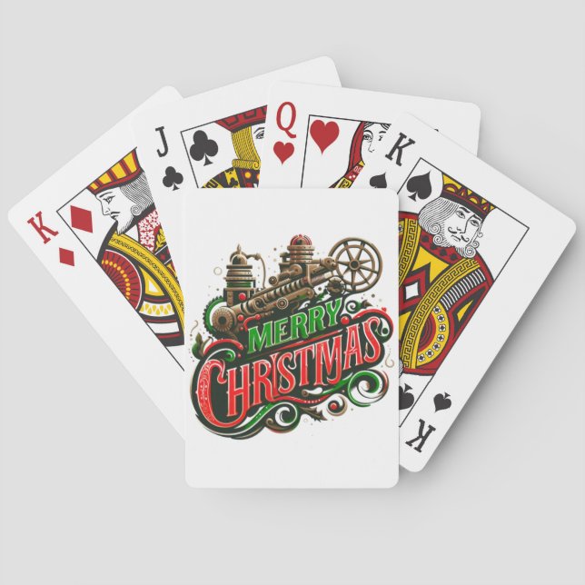 Merry Christmas steampunk Playing Cards (Back)