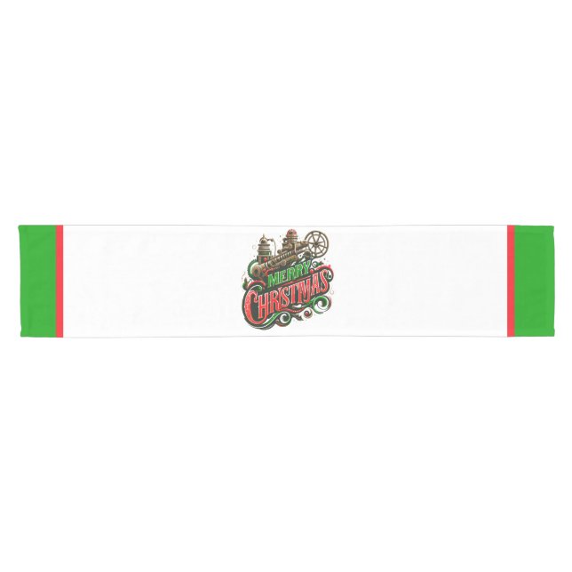 Merry Christmas steampunk Short Table Runner (Horizontal)