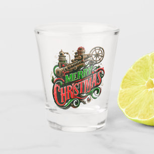Merry Christmas steampunk Shot Glass