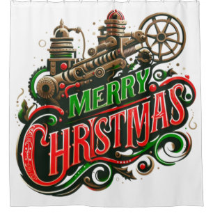 Merry Christmas steampunk Shower Curtain
