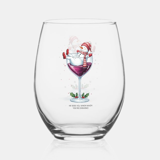 Merry Christmas Stemless  Wine Glass (Front)