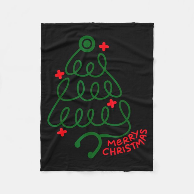 Merry Christmas Stethoscope Nurse Cna Xmas Holiday Fleece Blanket (Front)