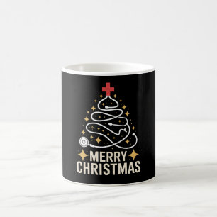 Merry Christmas Stethoscope Tree Nurse Doctor Xmas Coffee Mug