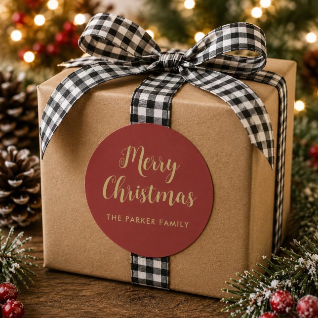 Merry Christmas Sticker | Faux Gold Casual Script  (Merry Christmas Sticker | Faux Gold Casual Script)