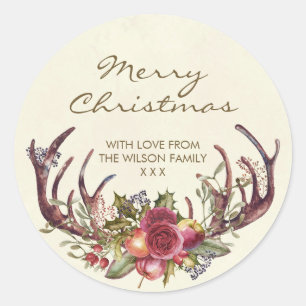 Merry Christmas sticker winter holly personalized