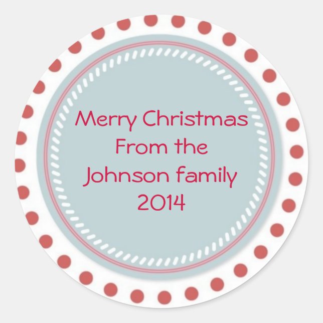Merry Christmas Sticker with red dots and green (Front)