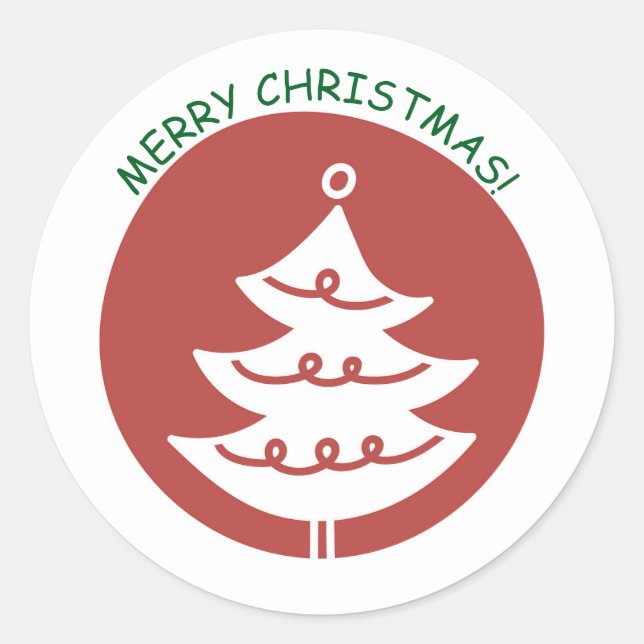 MERRY CHRISTMAS STICKERS RED CHRISTMAS TREE  (Front)