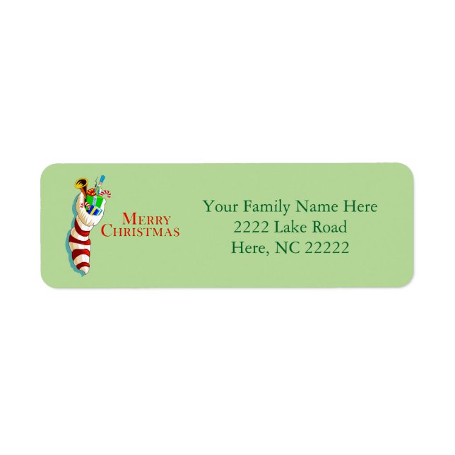 Merry Christmas Stocking Return Address Labels (Front)