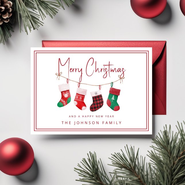 Merry Christmas Stockings Holiday Card (Merry Christmas Stockings Holiday Card)