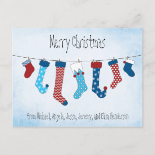 Merry Christmas Stockings Holiday Postcard