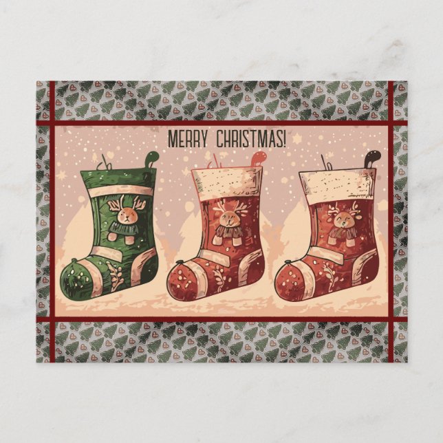 Merry Christmas Stockings Postcard (Front)