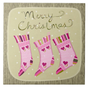 Merry Christmas Stockings Trivet