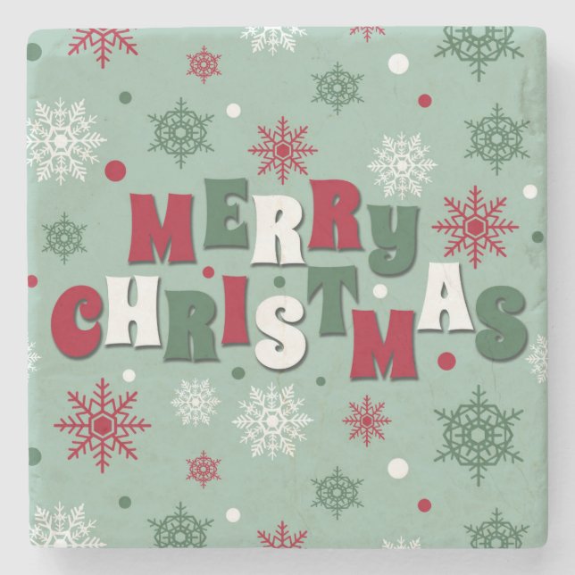 Merry Christmas Stone Coaster (Front)