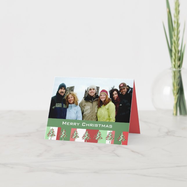 Merry Christmas Stripes With Your Family Photo Holiday Card (Front)