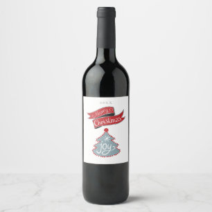 Merry Christmas, Stylised Tree, Custom Year Wine Label
