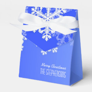 Merry Christmas Stylish Cobalt Blue Snowflakes Favour Box