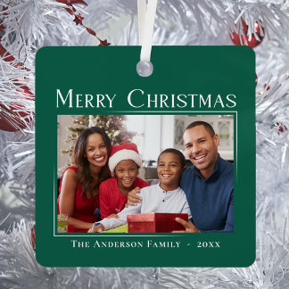 Merry Christmas Stylish Elegant Family Photo Chic Metal Tree Decoration