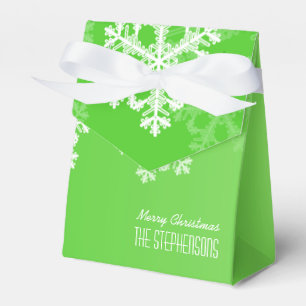 Merry Christmas Stylish Green Snowflakes  Pattern Favour Box