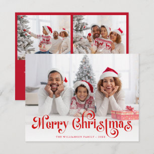 Merry Christmas Stylish Lettering Photo  Holiday Card