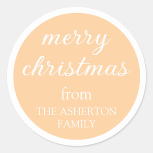 Merry Christmas Stylish Modern Minimal Monogram Classic Round Sticker