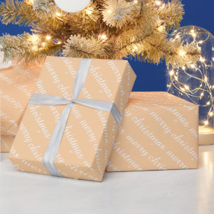 MERRY CHRISTMAS STYLISH MODERN PEACH COLOUR GIFTS WRAPPING PAPER