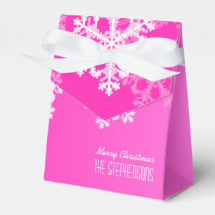Merry Christmas Stylish Pink Snowflakes  Pattern Favour Box