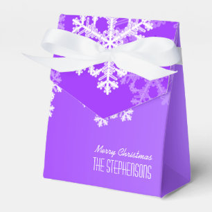 Merry Christmas Stylish Purple Snowflakes Pattern Favour Box